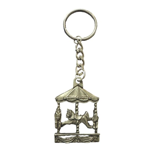 Vintage 1987 Pewter Horse & Carousel Seagull Pewter Canada Keychain - Picture 2 of 3